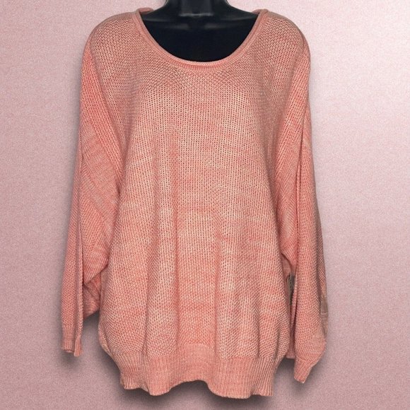 Terra & Sky Women’s Plus Size 1X, 16W-18W Scoop Neck Sweater Coral Cozy NEW - Picture 1 of 6